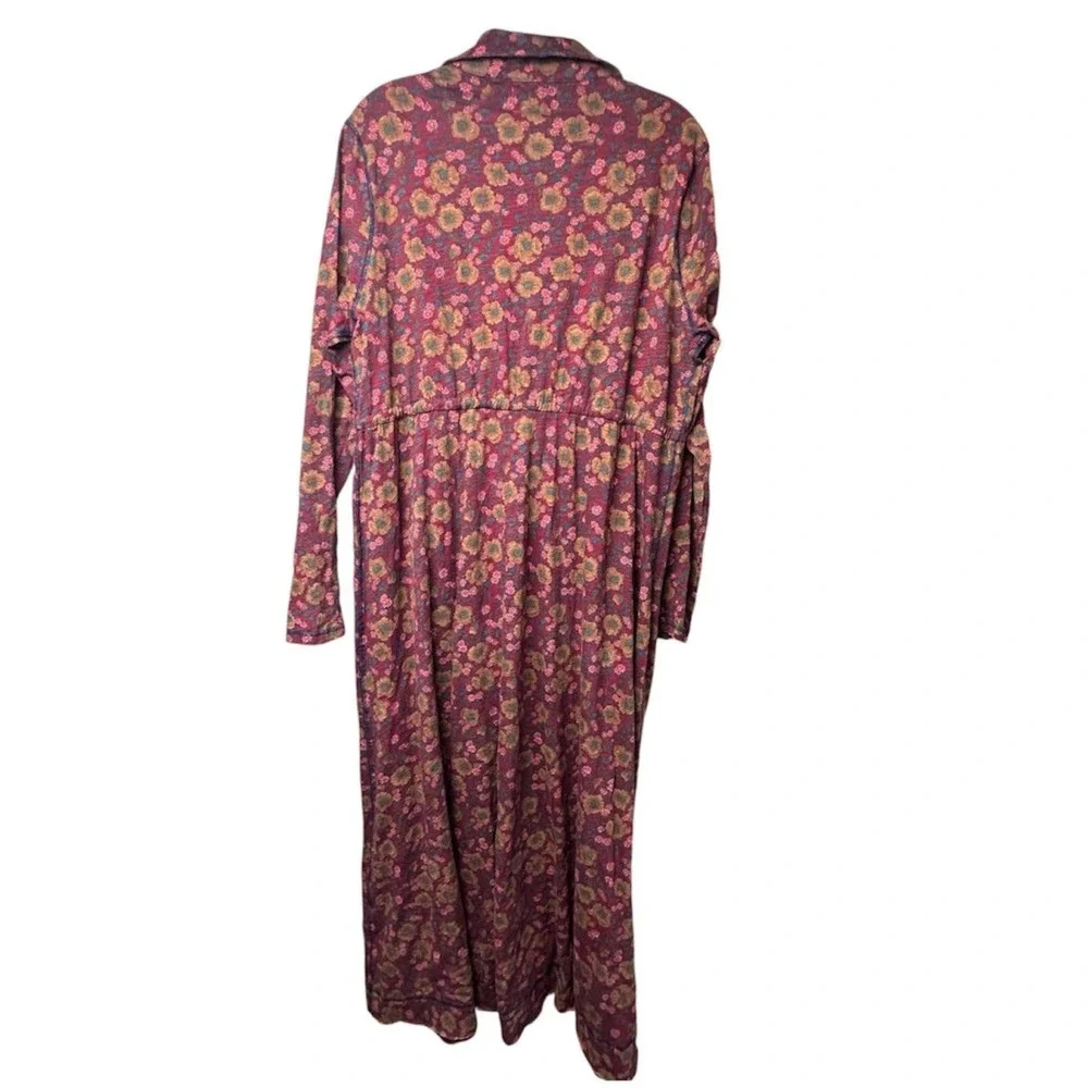 NWT Natural Life Floral Maxi Dress Women Large Burgundy Boho LHDRS002463